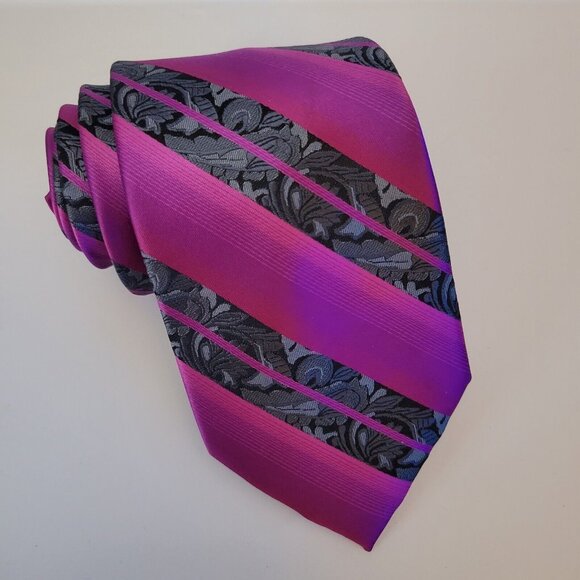 Steve Harvey Other - STEVE HARVEY Striped Fushia Gray MEN'S Necktie W:3 3/4" BY L:60"